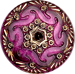 Re-Stocked, Soft Purple Czech Lacy Glass Button 1-1/8", Susan Clarke, Handpainted  #SC-1519M