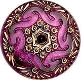 Re-Stocked, Soft Purple Czech Lacy Glass Button 1-1/8", Susan Clarke, Handpainted  #SC-1519M