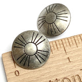 Sun Zia 3/4" Nickel Silver Medium Shine Shank Back Button, Thinner Black Lines  #SW-336B