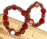 Red Daisy Beads, Czech Glass 9mm / 3/8" Strand of 25 BEADS #CZ-254
