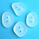 White Faux Seaglass Button, Tumbled Recycled Glass, 3/4" - 7/8"