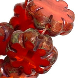 Red Daisy Beads, Czech Glass 9mm / 3/8" Strand of 25 BEADS #CZ-254