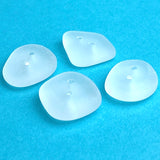 White Faux Seaglass Button, Tumbled Recycled Glass, 3/4" - 7/8"
