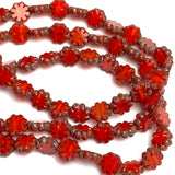 Red Daisy Beads, Czech Glass 9mm / 3/8" Strand of 25 BEADS #CZ-254