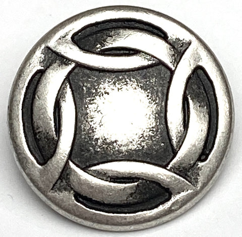 Woven Rim, 3/4" Shank Back Button, Silver Color 18mm  #FJ-53