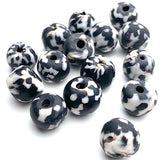 SALE, Black/White Recycled Glass, Little Zebra Lumpies, Beads from Africa, 12-14mm, Pack of FOUR #L269