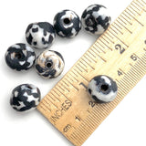 SALE, Black/White Recycled Glass, Little Zebra Lumpies, Beads from Africa, 12-14mm, Pack of FOUR #L269