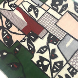 Treetop Windows, Vintage Meisen Kimono Silk Piece, 13" x 57" from Japan # ZP-37