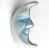 Sale, Moon Face Tiny Blue Pearl Button 1/2" Shank Back by Susan Clarke #SC-109