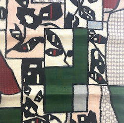 Treetop Windows, Vintage Meisen Kimono Silk Piece, 13" x 57" from Japan # ZP-37