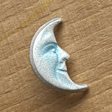 Sale, Moon Face Tiny Blue Pearl Button 1/2" Shank Back by Susan Clarke #SC-109