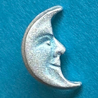 SALE, Moon Face Tiny Blue Pearl Button 1/2" Shank Back by Susan Clarke #SC-109