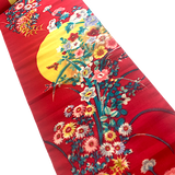 Full Moon Flowers, Vintage Meisen Kimono Silk Pieces, 13" x 54" from Japan # ZP-39