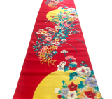 Full Moon Flowers, Vintage Meisen Kimono Silk Pieces, 13" x 54" from Japan # ZP-39