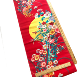 Full Moon Flowers, Vintage Meisen Kimono Silk Pieces, 13" x 54" from Japan # ZP-39