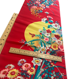 Full Moon Flowers, Vintage Meisen Kimono Silk Pieces, 13" x 54" from Japan # ZP-39