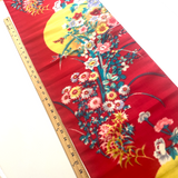 Full Moon Flowers, Vintage Meisen Kimono Silk Pieces, 13" x 54" from Japan # ZP-39