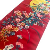 Full Moon Flowers, Vintage Meisen Kimono Silk Pieces, 13" x 54" from Japan # ZP-39