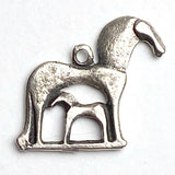 Re-Stocked, Horse With Foal Pewter Charm/Pendant, 7/8"  #L-117