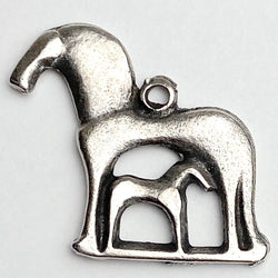 Re-Stocked, Horse With Foal Pewter Charm/Pendant, 7/8"  #L-117