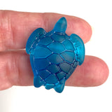 Blue Recycled Glass Sea Turtle Charm/Pendant, 1.25" x 1"  # L663