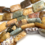 Last Ones, Earth Honey Candy 11/16" Rectangular Jasper Gemstone 18mm Beads, Pack of 22 Beads  #LP-39