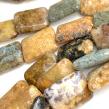 Last Ones, Earth Honey Candy 11/16" Rectangular Jasper Gemstone 18mm Beads, Pack of 22 Beads  #LP-39