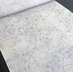 Pastel Blue-Gray Chrysanthemums 'Faded' Print, Antique? Kimono Silk or Blend By the Yard #304