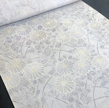 Pastel Blue-Gray Chrysanthemums 'Faded' Print, Antique? Kimono Silk or Blend By the Yard #304
