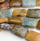 Last Ones, Earth Honey Candy 11/16" Rectangular Jasper Gemstone 18mm Beads, Pack of 22 Beads  #LP-39