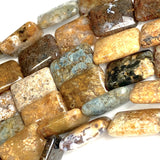Last Ones, Earth Honey Candy 11/16" Rectangular Jasper Gemstone 18mm Beads, Pack of 22 Beads  #LP-39