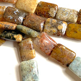 Last Ones, Earth Honey Candy 11/16" Rectangular Jasper Gemstone 18mm Beads, Pack of 22 Beads  #LP-39