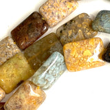 Last Ones, Earth Honey Candy 11/16" Rectangular Jasper Gemstone 18mm Beads, Pack of 22 Beads  #LP-39