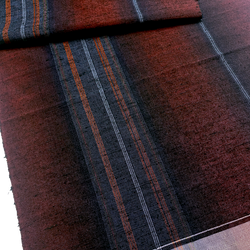Intense Dark Plum/Indigo Ombre Melted Stripes, Rustic Slubby Vintage Kimono Silk Fro Japan By the Yard #305