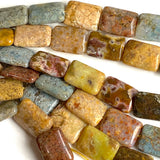 Last Ones, Earth Honey Candy 11/16" Rectangular Jasper Gemstone 18mm Beads, Pack of 22 Beads  #LP-39