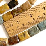 Last Ones, Earth Honey Candy 11/16" Rectangular Jasper Gemstone 18mm Beads, Pack of 22 Beads  #LP-39
