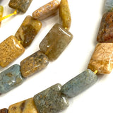 Last Ones, Earth Honey Candy 11/16" Rectangular Jasper Gemstone 18mm Beads, Pack of 22 Beads  #LP-39