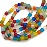 Recycled Glass Rustic Beads from Ghana, 7mm, Strand of 65+ Beads #GH-05