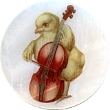 Re-Stocked Chick Playing Cello Large Pearl Shell Button 1-3/8"  #SC-1651