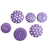 Purple Lavender Dots Plastic Button 9/16" or 11/16"