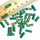 Re-Stocked, Green/Taupe Imperial Jasper Cylinder Beads, 13mm x 4mm, 1/2" Long, Strand of 25 Beads/nd of  #LP-40