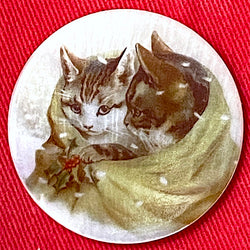 SALE, Cats in Blanket Pearl Shell Button 1-3/8"  #SC-1653 Kitty Button, by Susan Clarke