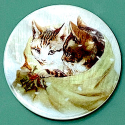 Cats in Blanket Pearl Shell Button 1-3/8"  #SC-1653 Kitten, Kitty, by Susan Clarke