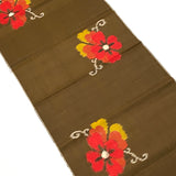 Meisen Brown-Olive Vintage Kimono Silk Piece from Japan 13.5" x 47"  #201