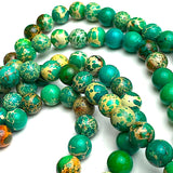 SALE Bright Green Imperial Jasper Round Beads, 8mm, 5/16", Natural Dyed Gemstone, Strand of 45 Beads  #LP-41