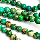SALE Bright Green Imperial Jasper Round Beads, 8mm, 5/16", Natural Dyed Gemstone, Strand of 45 Beads  #LP-41