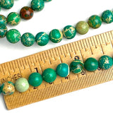 SALE Bright Green Imperial Jasper Round Beads, 8mm, 5/16", Natural Dyed Gemstone, Strand of 45 Beads  #LP-41