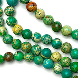 SALE Bright Green Imperial Jasper Round Beads, 8mm, 5/16", Natural Dyed Gemstone, Strand of 45 Beads  #LP-41
