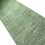 Green Faux Patchwork Ikat Sampler Vintage Kimono Tsumugi Pongee Silk Pieces 14" x 61" from Japan # ZP-40
