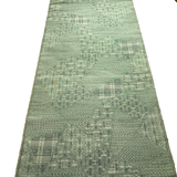 Green Faux Patchwork Ikat Sampler Vintage Kimono Tsumugi Pongee Silk Pieces 14" x 61" from Japan # ZP-40